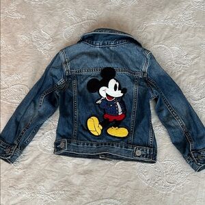 Baby Gap Disney Jean Jacket with Chenille Mickey Mouse on back of jacket Size 3